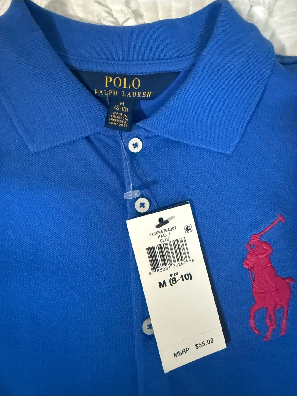 Polo by Ralph Lauren Royal Blue Long-Sleeve Polo Dress with Red Pony